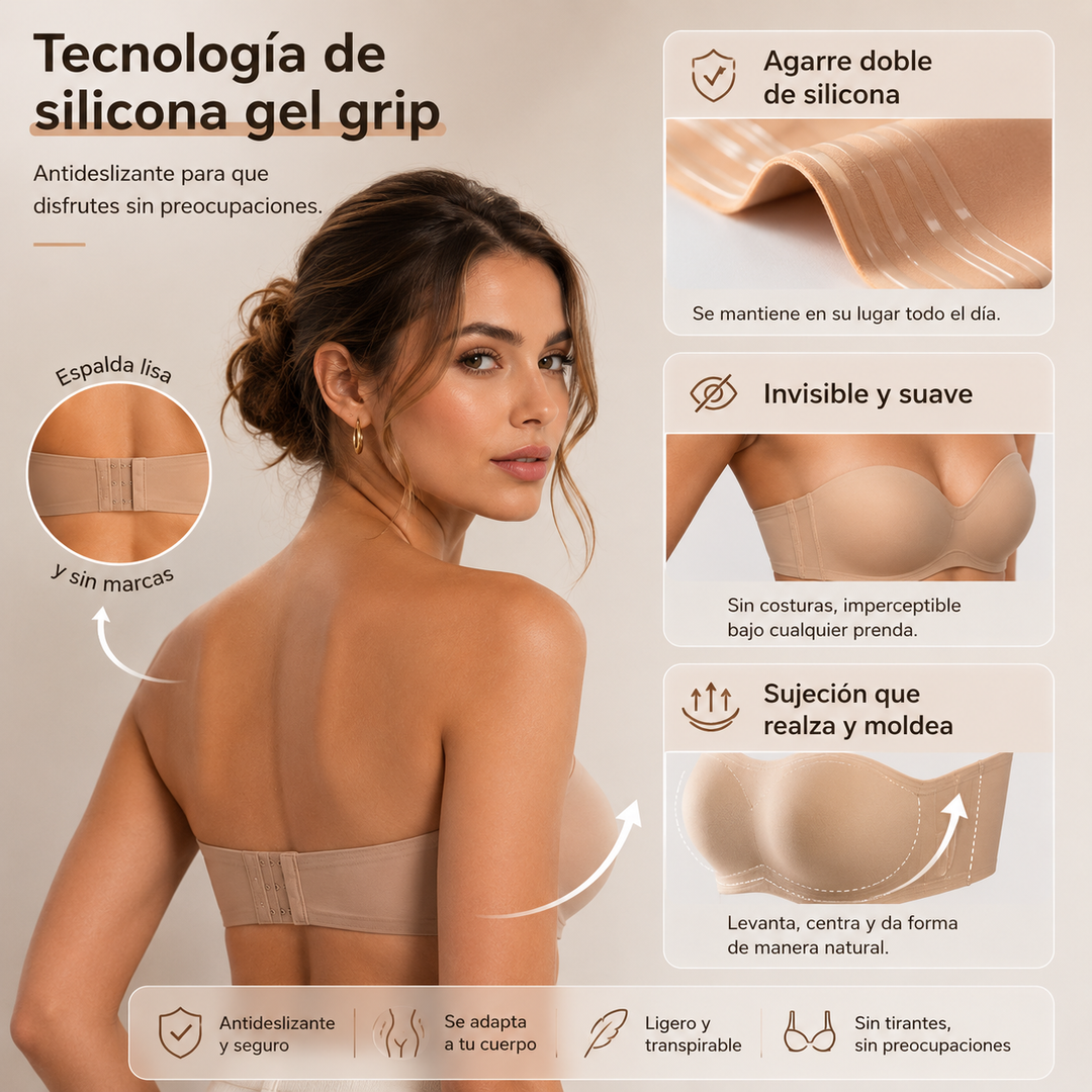 Lunara™ | Sujetador Bandeau Push-Up Sin Tirantes