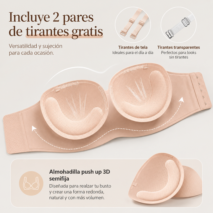 Lunara™ | Sujetador Bandeau Push-Up Sin Tirantes
