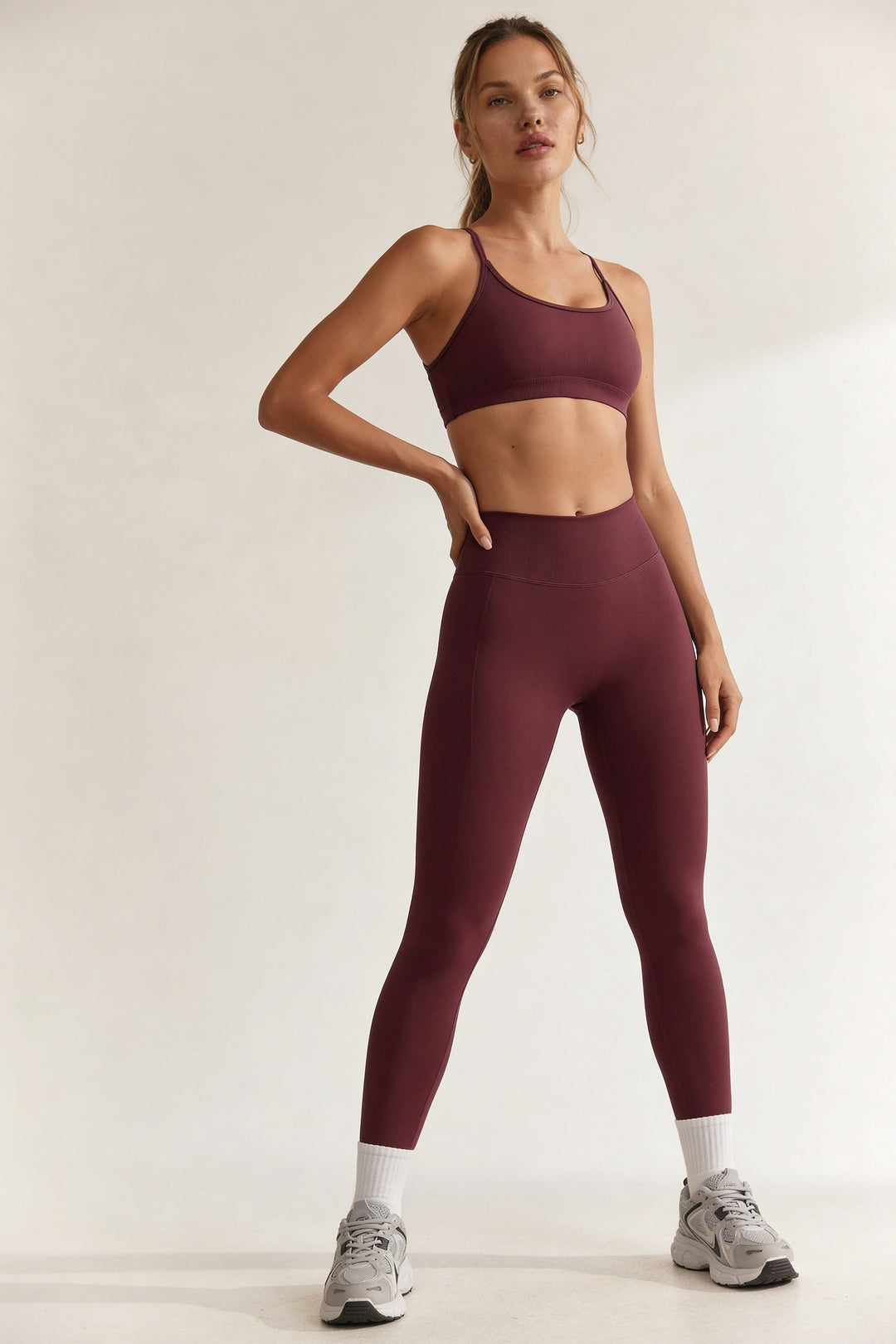 Leggings de cintura alta - Bordeaux Flow
