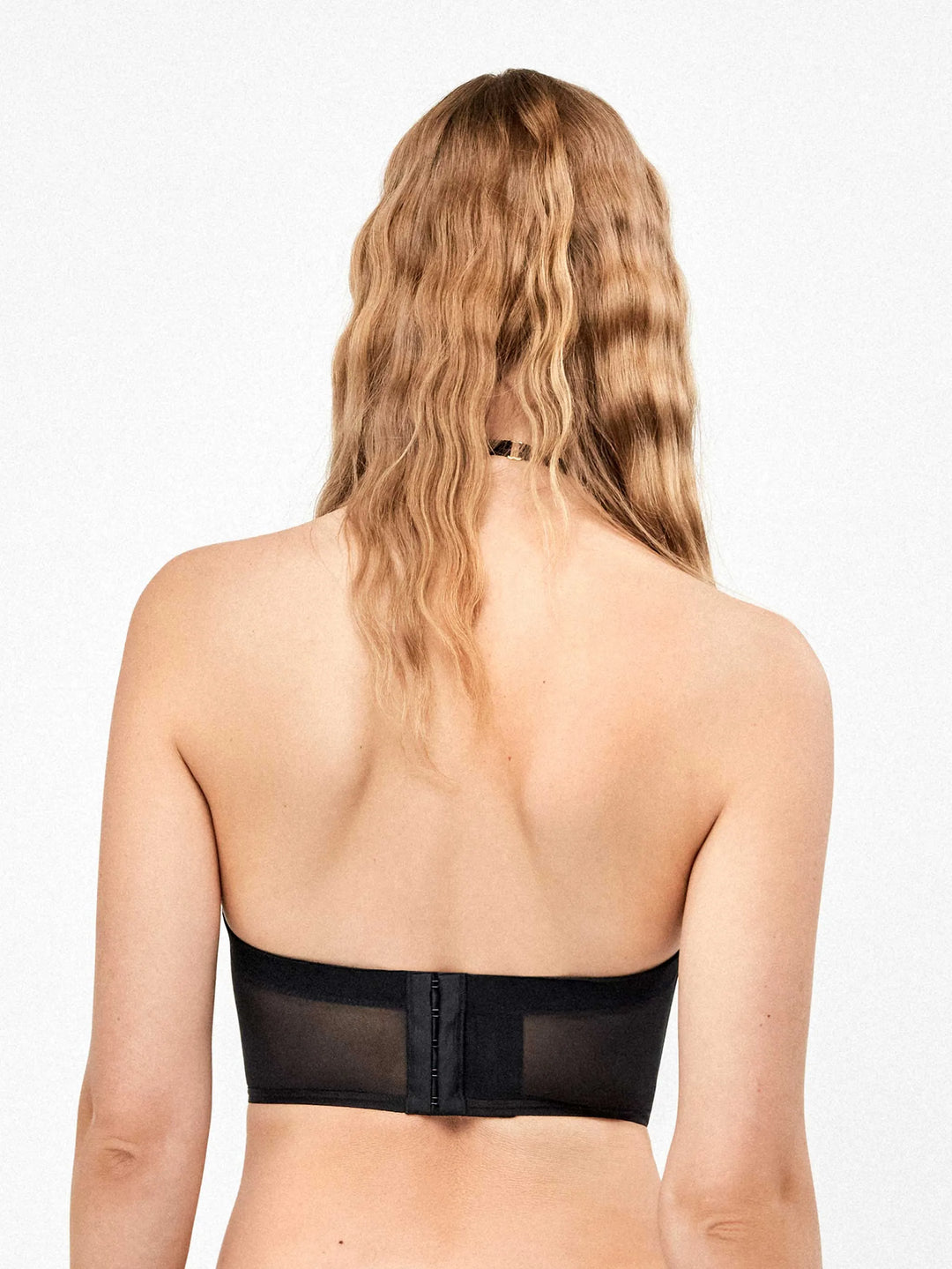 Sujetador bustier de tul bordado y satén