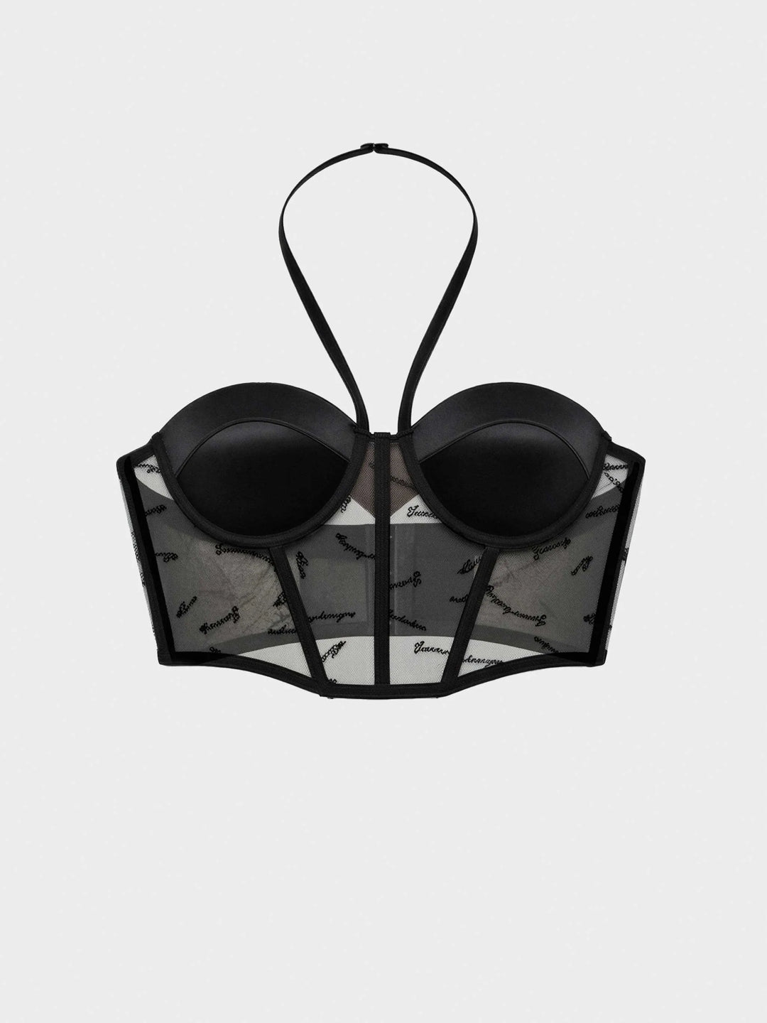 Sujetador bustier de tul bordado y satén