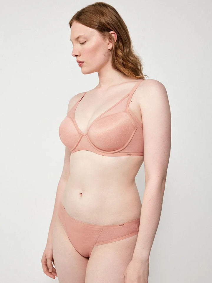 Sujetador bralette de capacidad y aros en tejido plumetti