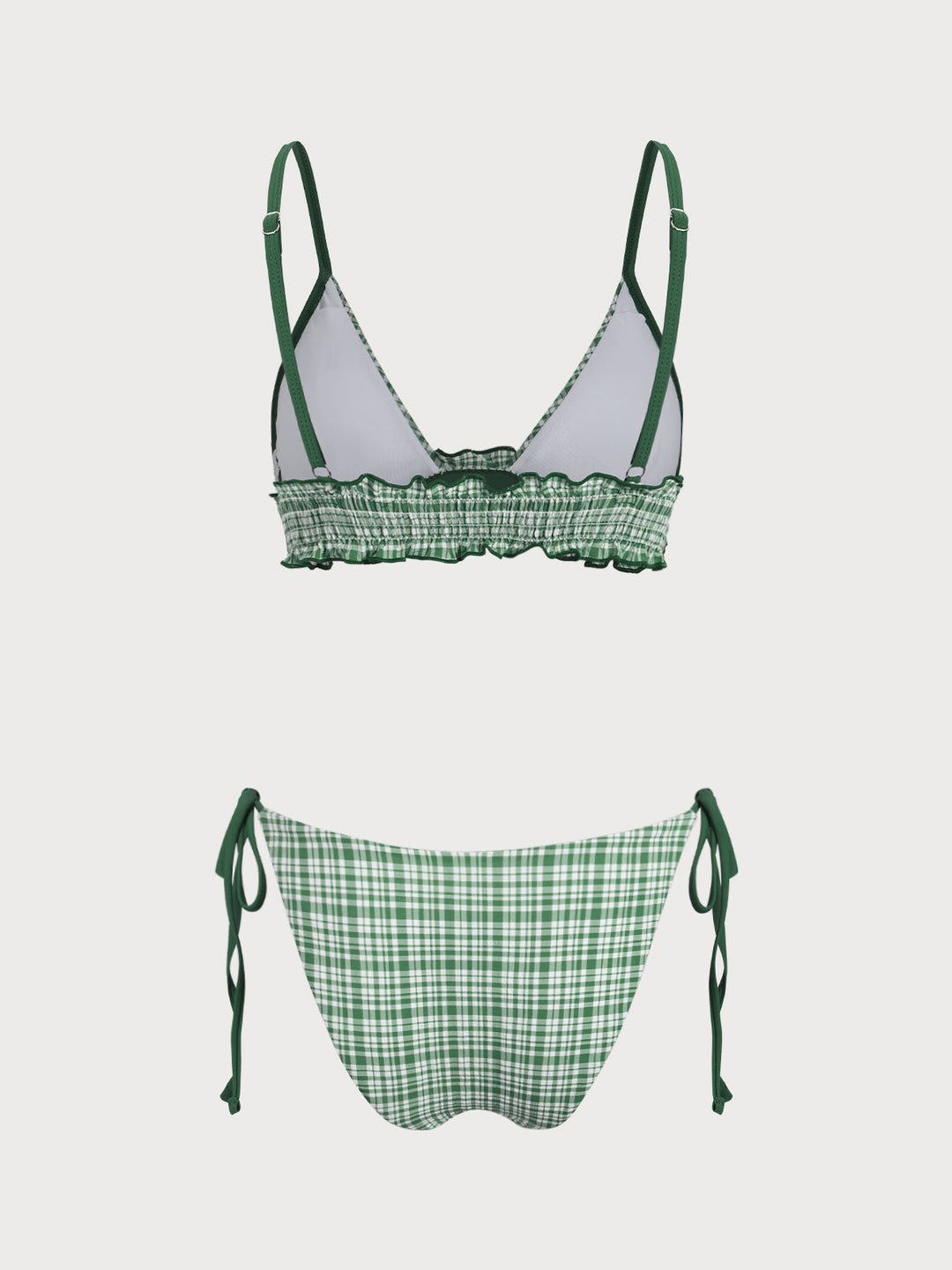Green Plaid Ruffle Bikini Set