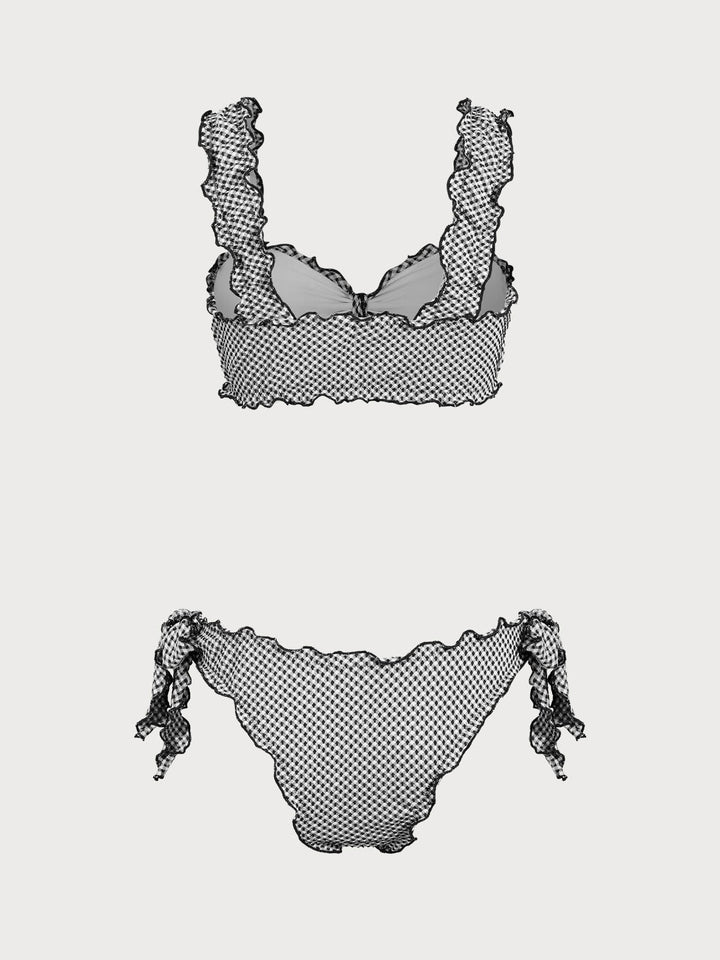 Blue Plaid Twist Bikini Set