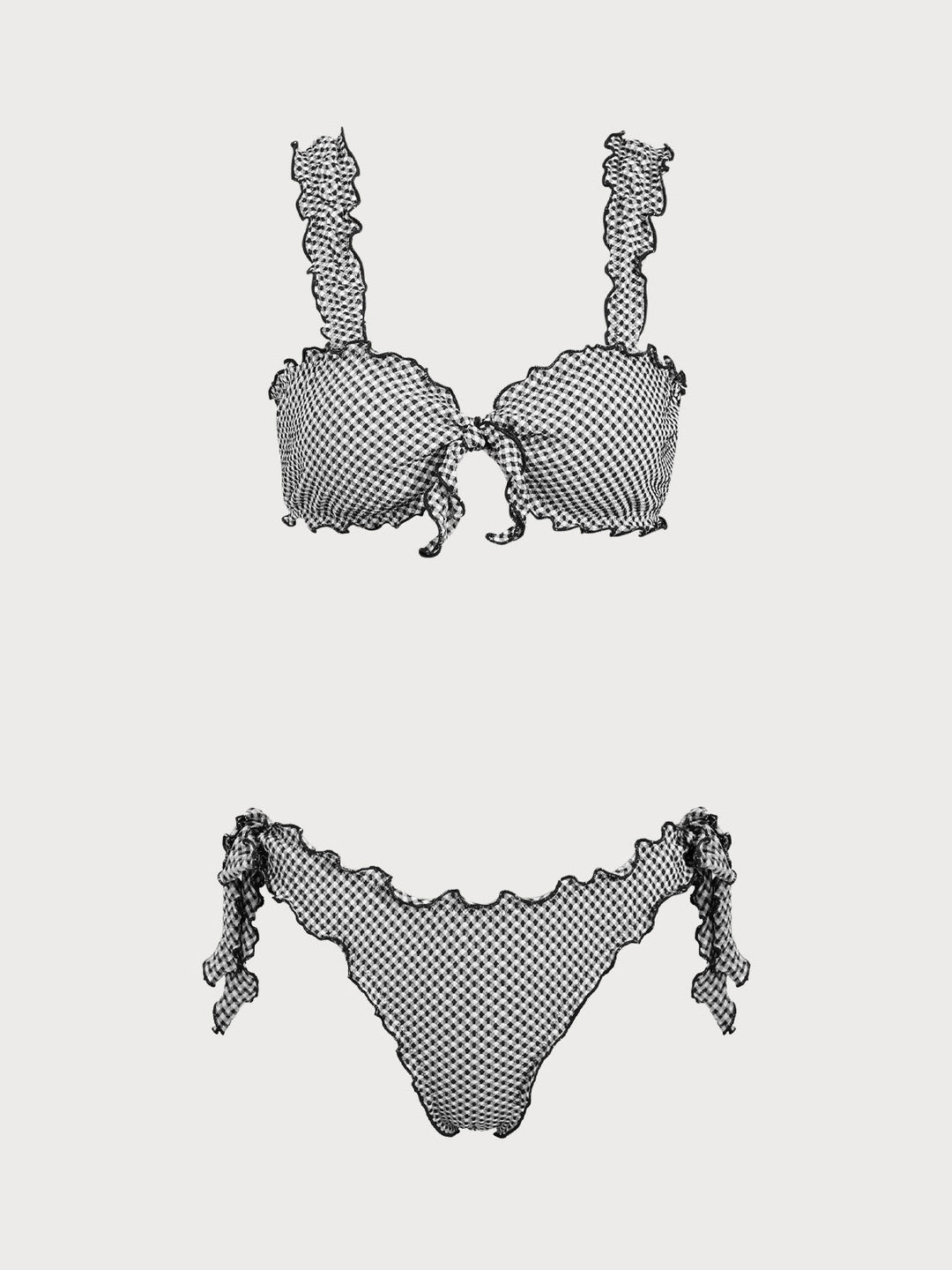 Blue Plaid Twist Bikini Set