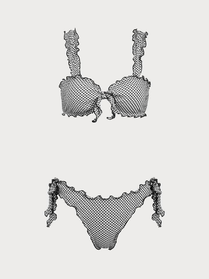 Blue Plaid Twist Bikini Set