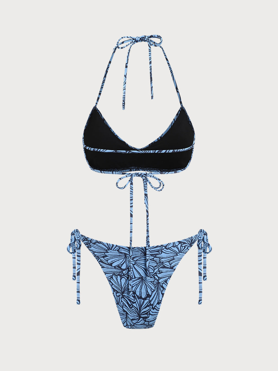 Blue Contrast Shell Pattern Bikini Set