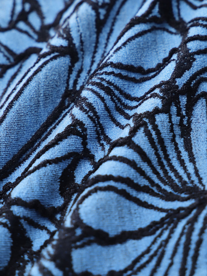 Blue Contrast Shell Pattern Bikini Set