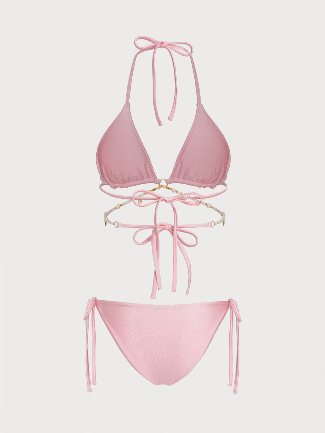 Pink Decorative Chain Bikini Set