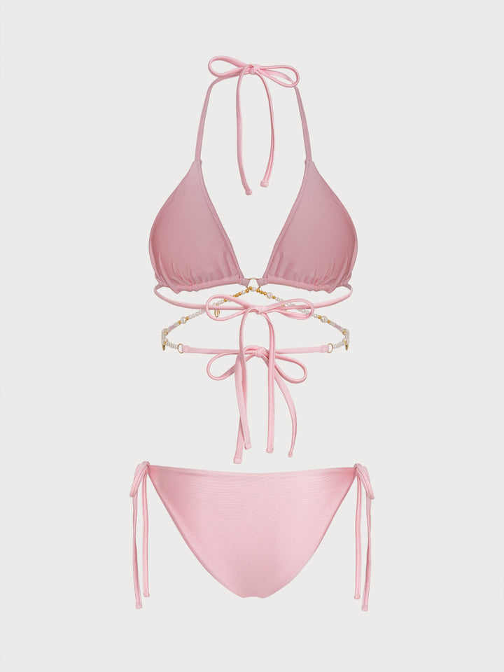 Pink Decorative Chain Bikini Set