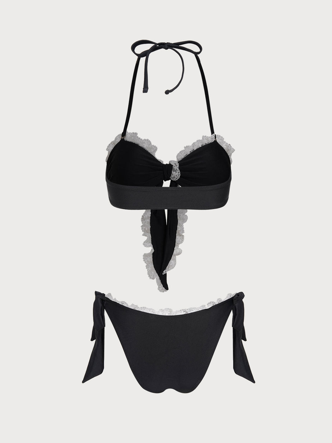 Black Lace Contrast Color Bikini Set