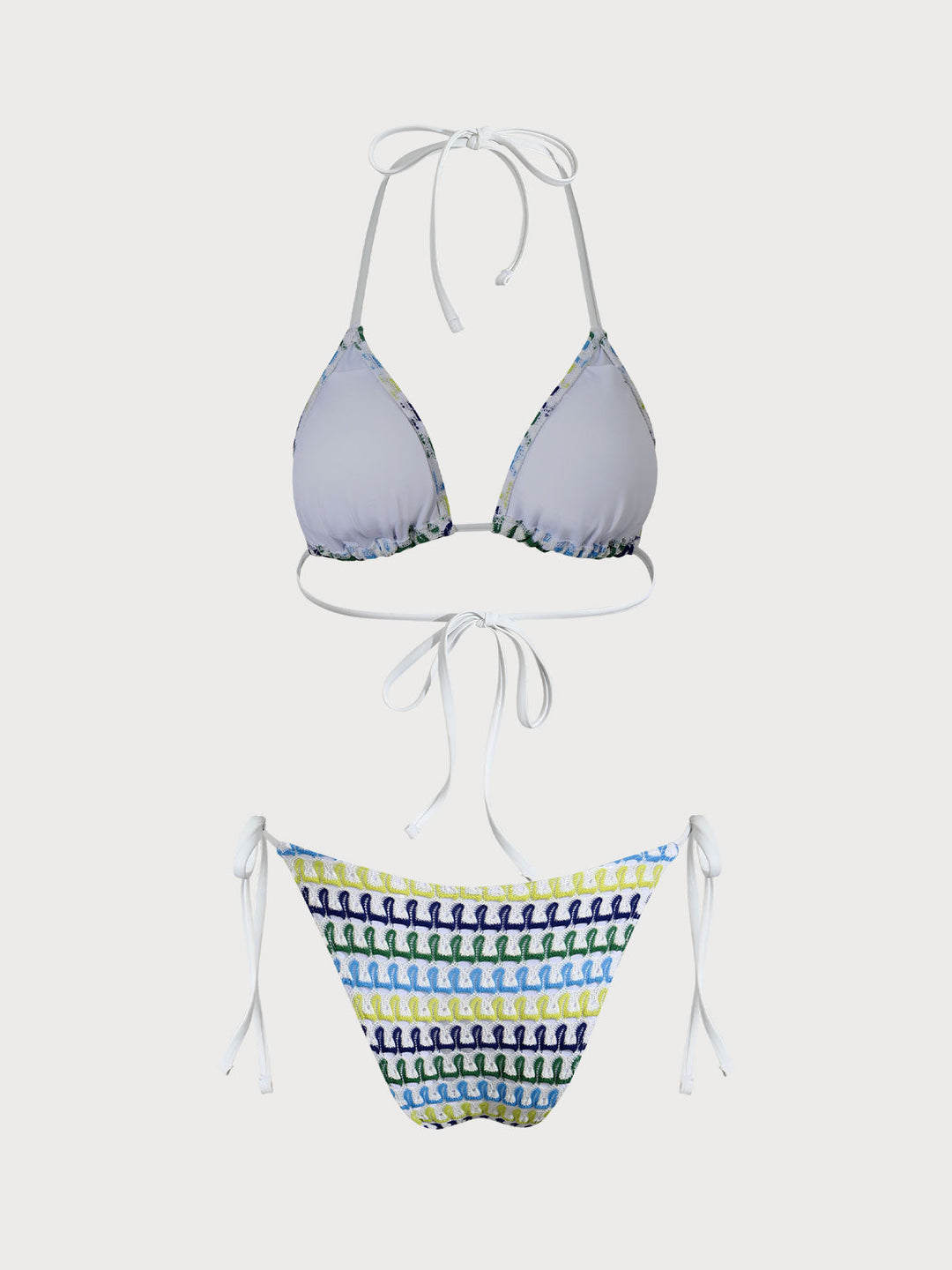 Blue Contrast Color Mesh Bikini Set