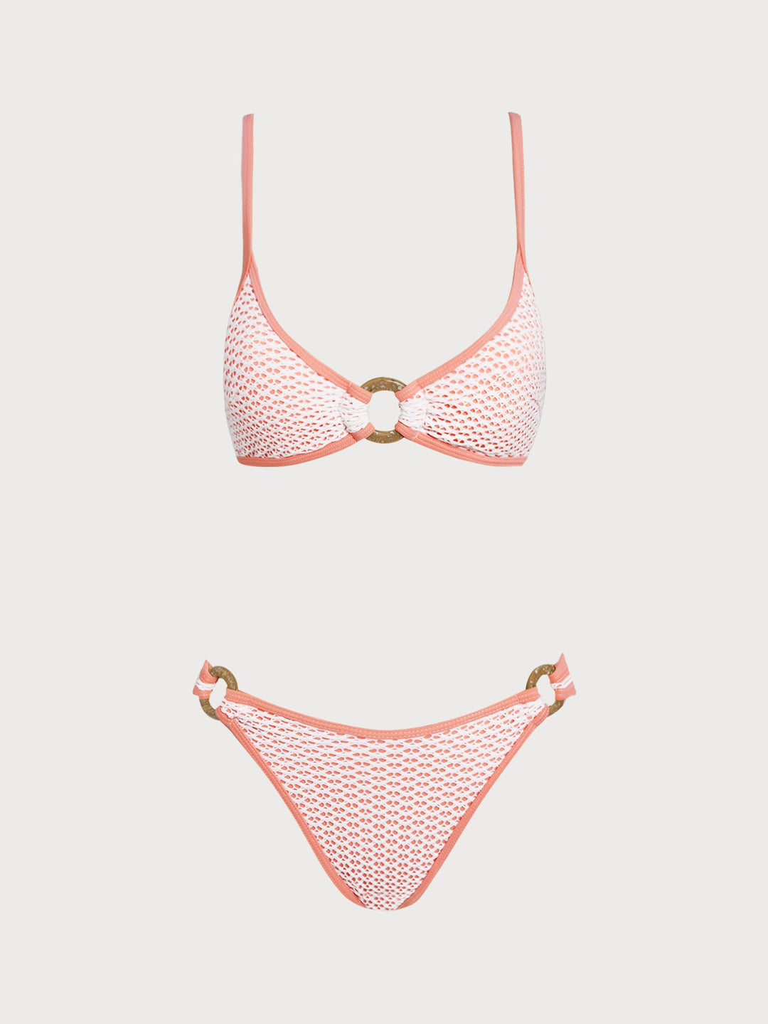 Brown Contrast O-Ring Bikini Set