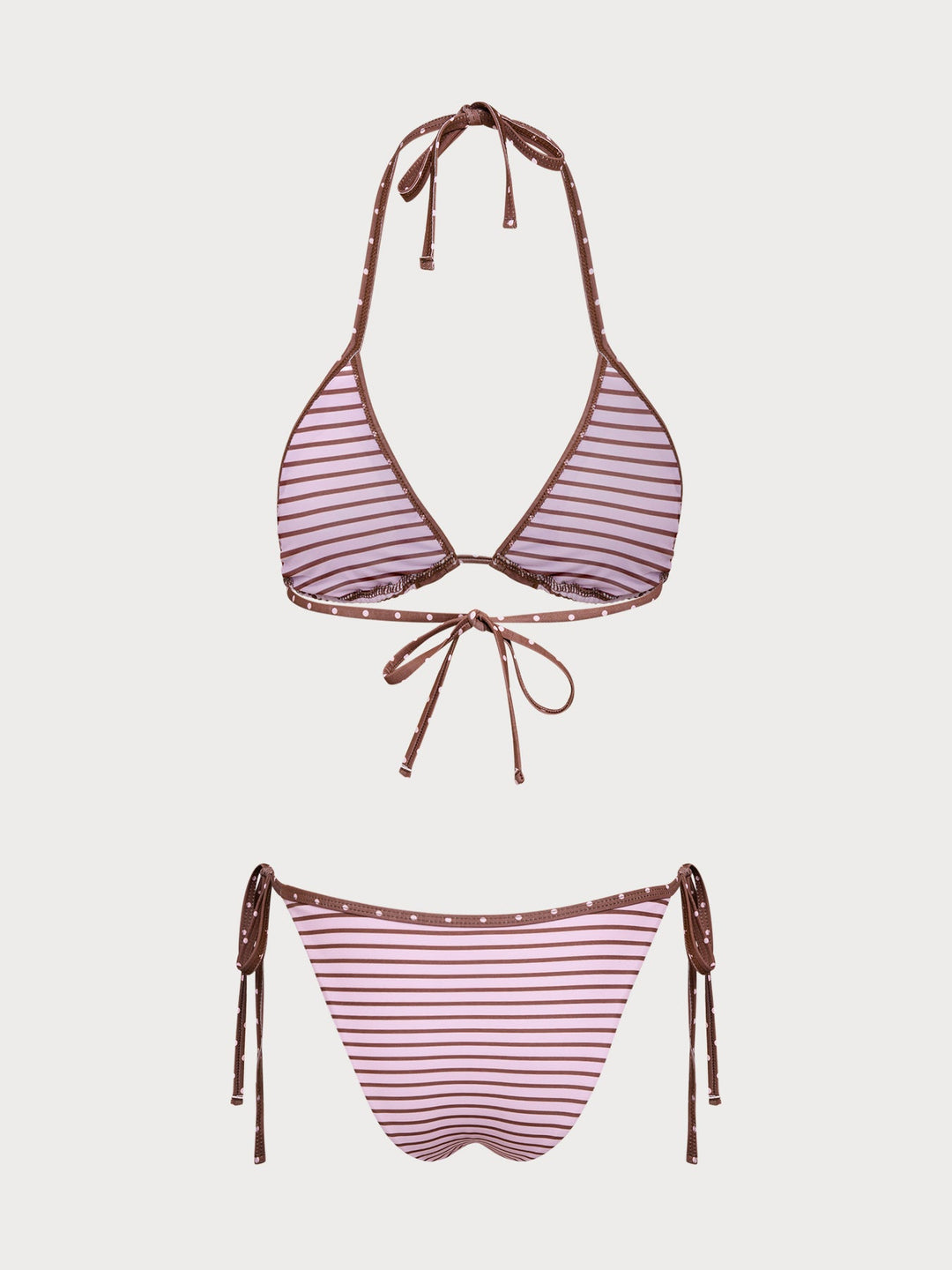 Pink Contrast Stripe Bikini Set