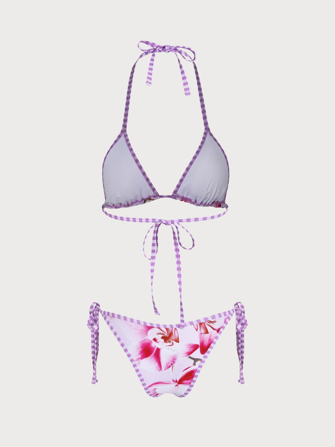 Purple Floral Print Bikini Set