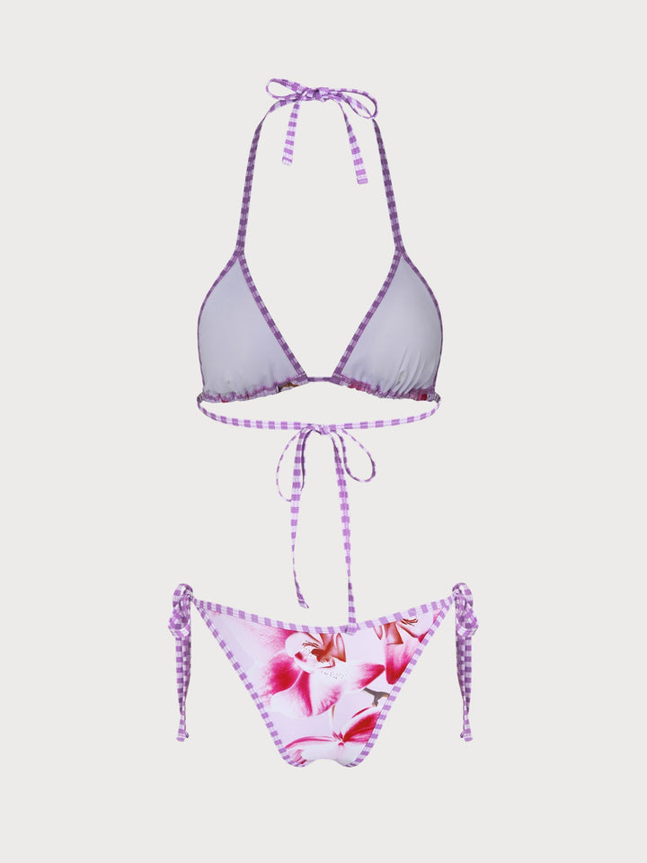 Purple Floral Print Bikini Set
