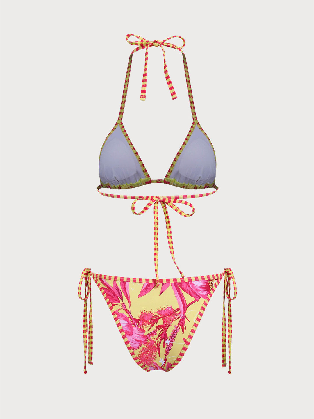 Yellow Floral Print Bikini Set