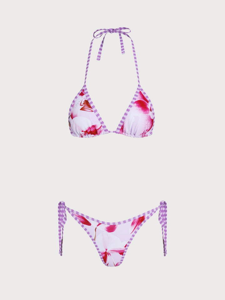 Purple Floral Print Bikini Set