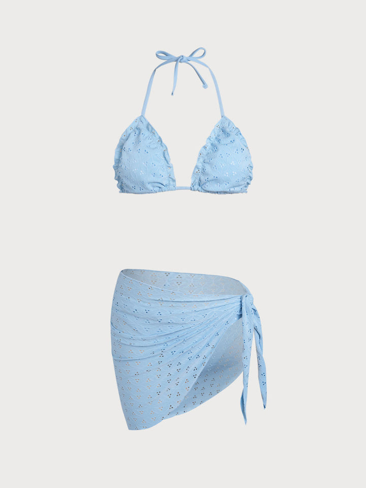 Pink Front Tie Ruffle Bikini Set
