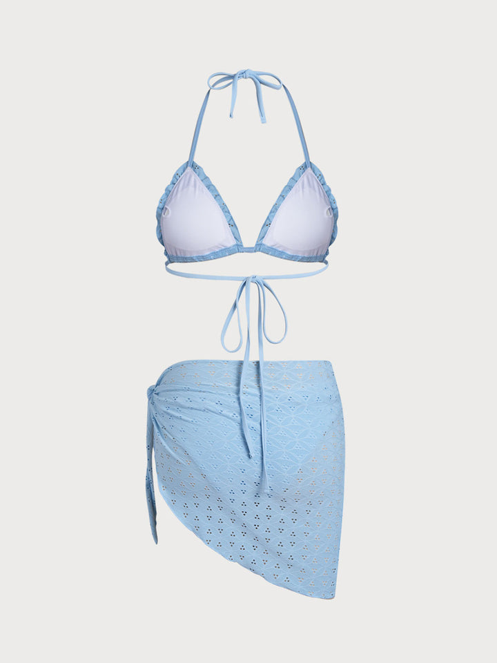 Pink Front Tie Ruffle Bikini Set