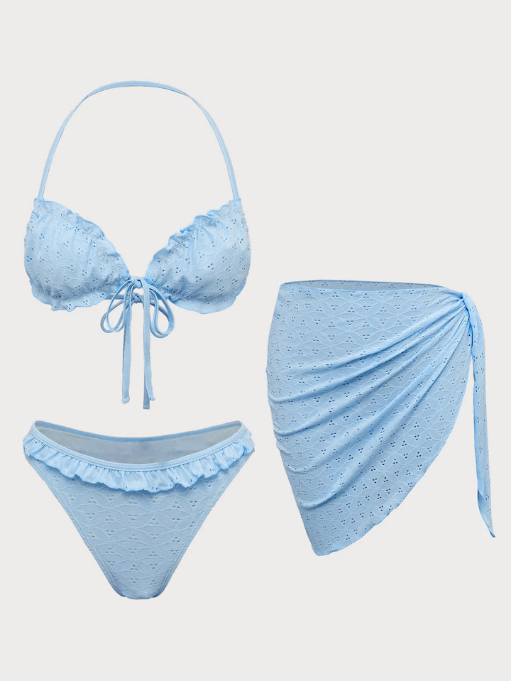 Pink Front Tie Ruffle Bikini Set