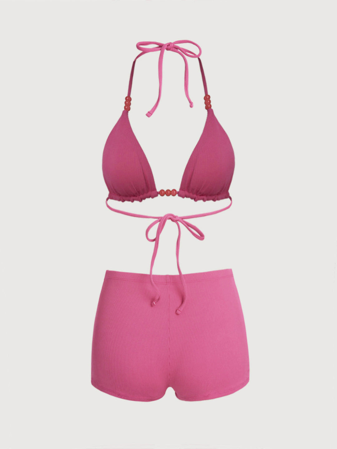 Red Reversible Beaded Shorts Bikini Set