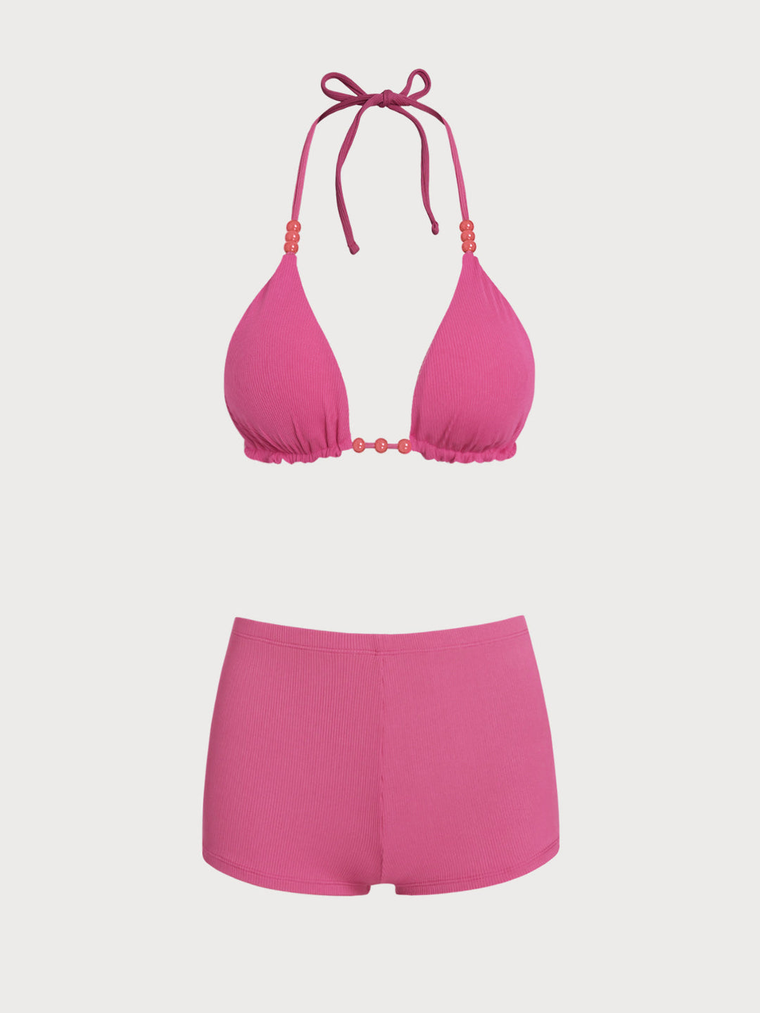 Red Reversible Beaded Shorts Bikini Set