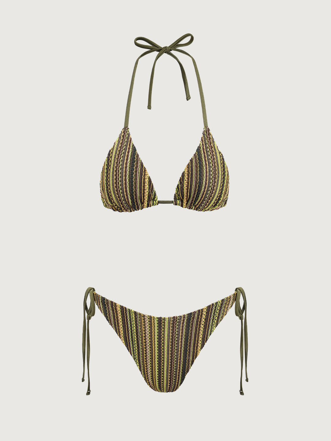 Green Vintage Mesh Halter Bikini Set