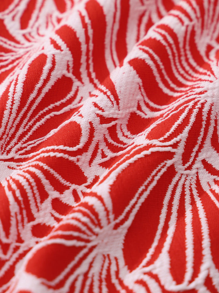 Red Jacquard Knot Bikini Set