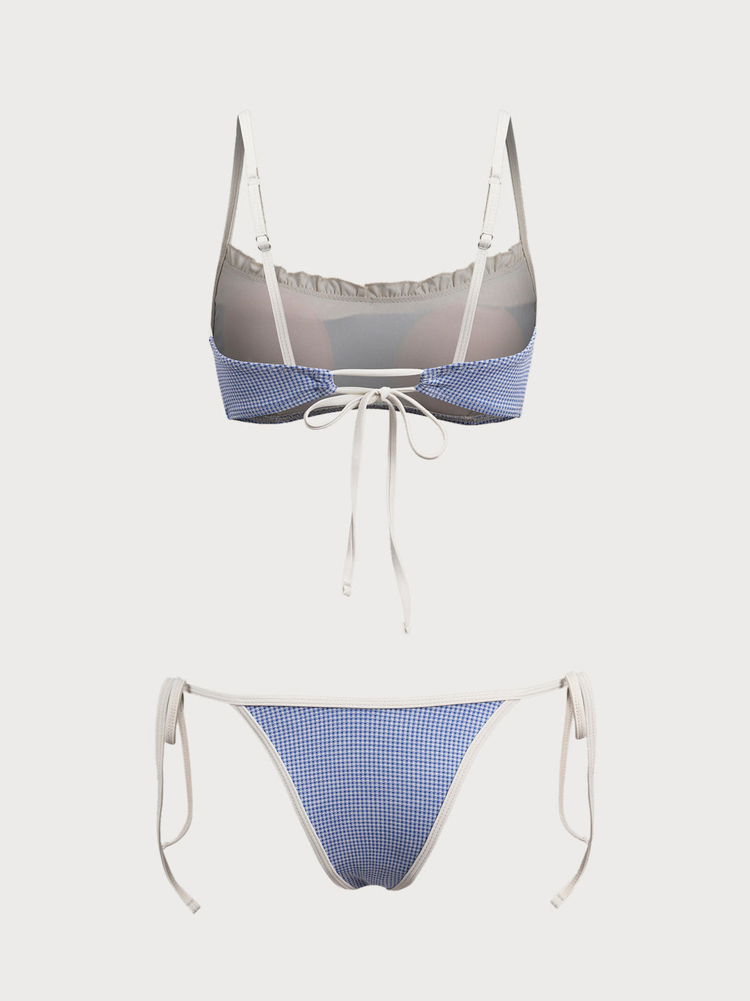 Blue Vintage Small Plaid Bikini Set