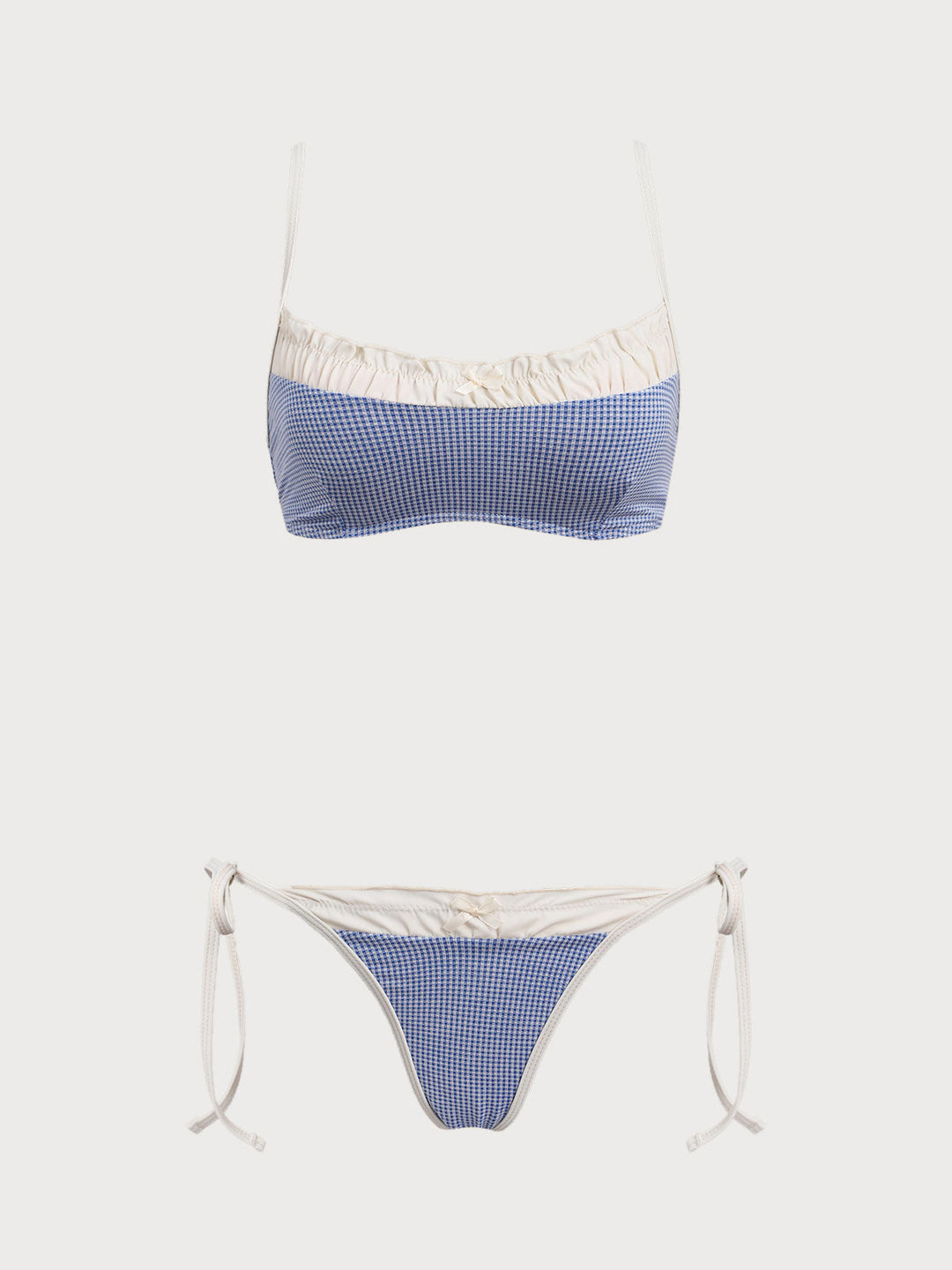 Blue Vintage Small Plaid Bikini Set
