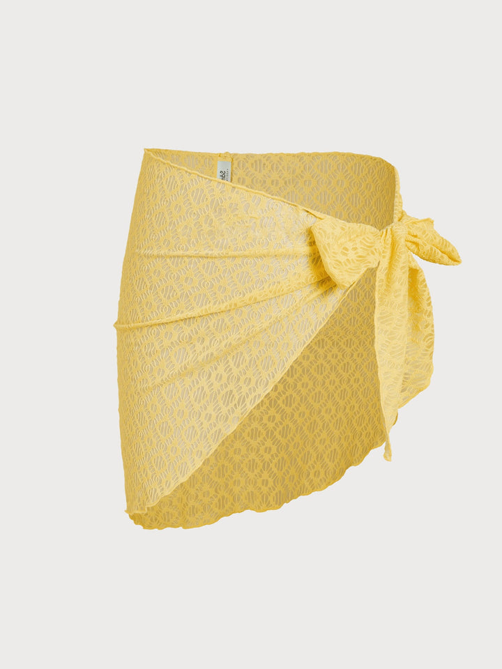 Yellow Metallic Bikini Three-Piece Set