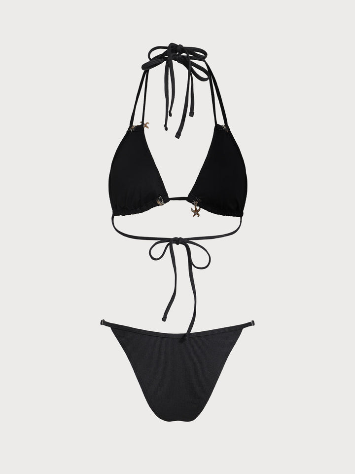 White Halter Triangle Bikini Set