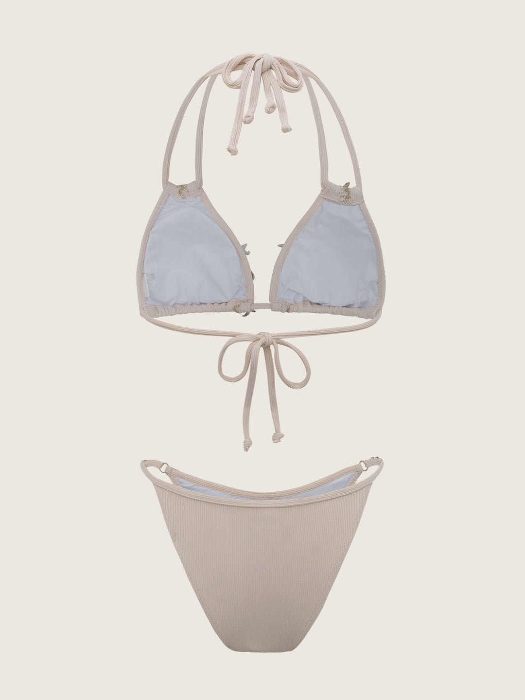 White Halter Triangle Bikini Set