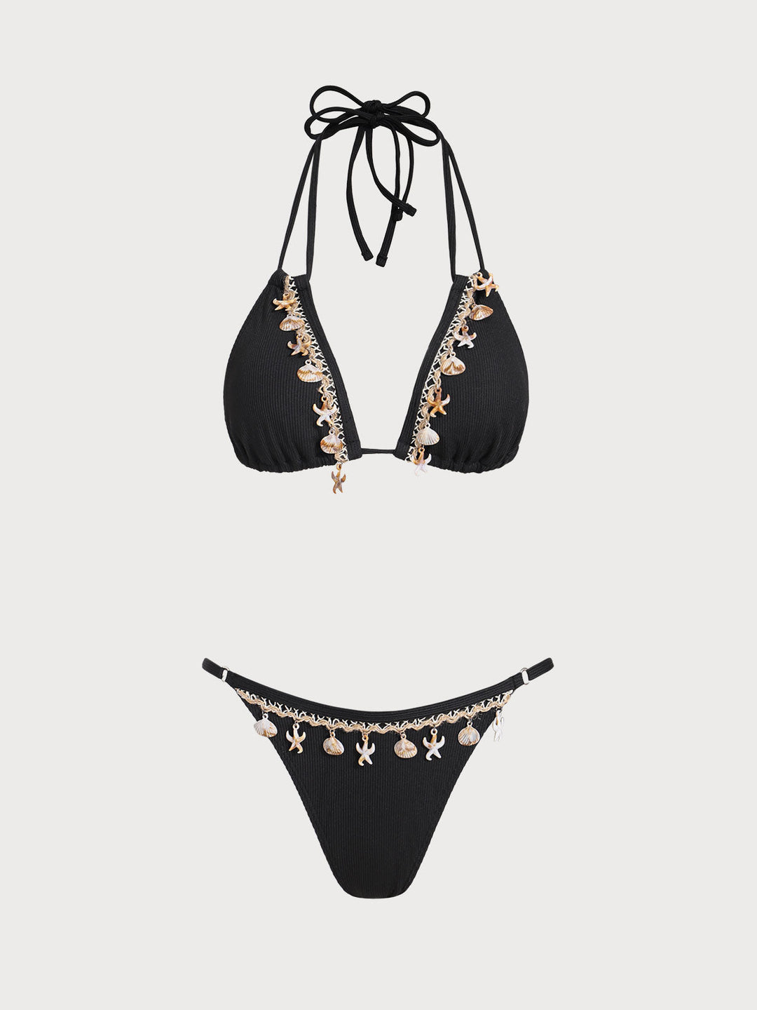 White Halter Triangle Bikini Set