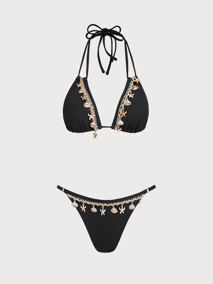 White Halter Triangle Bikini Set