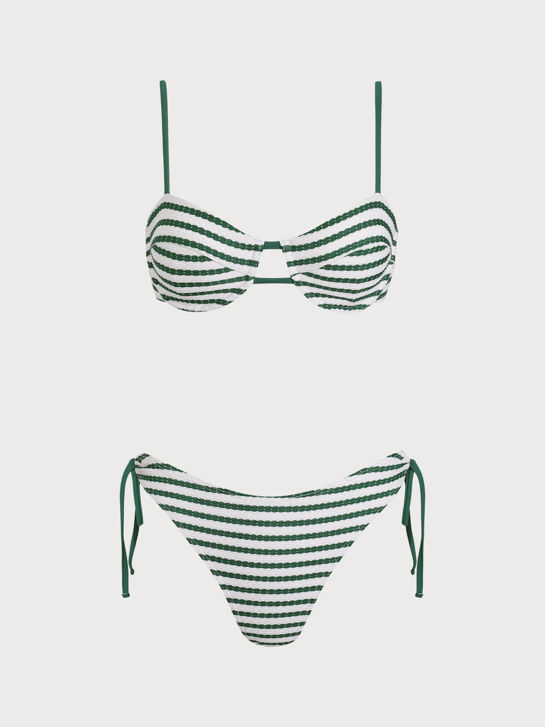 Green Striped Underwire Bikini Set