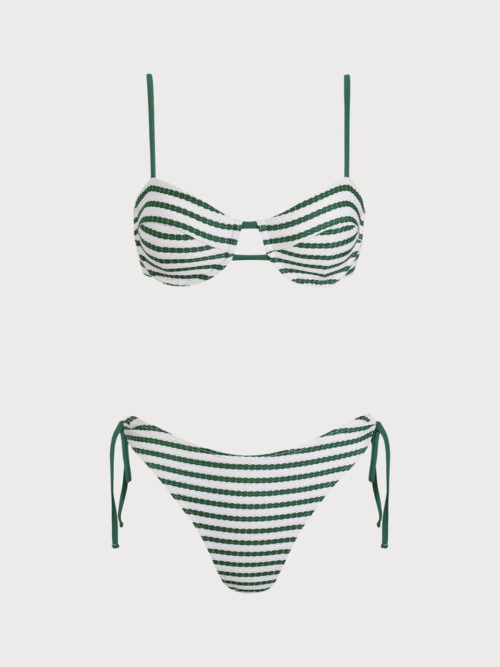 Green Striped Underwire Bikini Set
