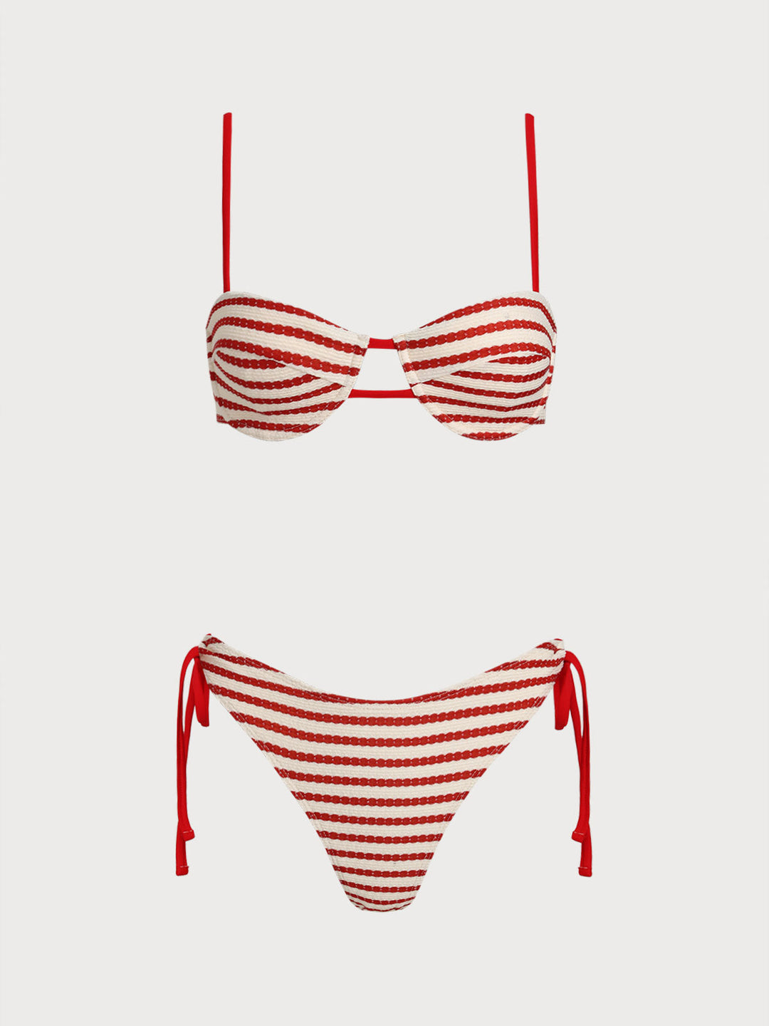Green Striped Underwire Bikini Set