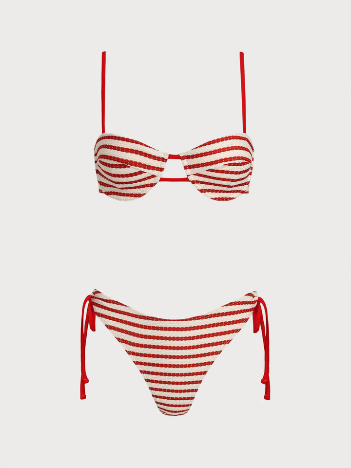 Green Striped Underwire Bikini Set