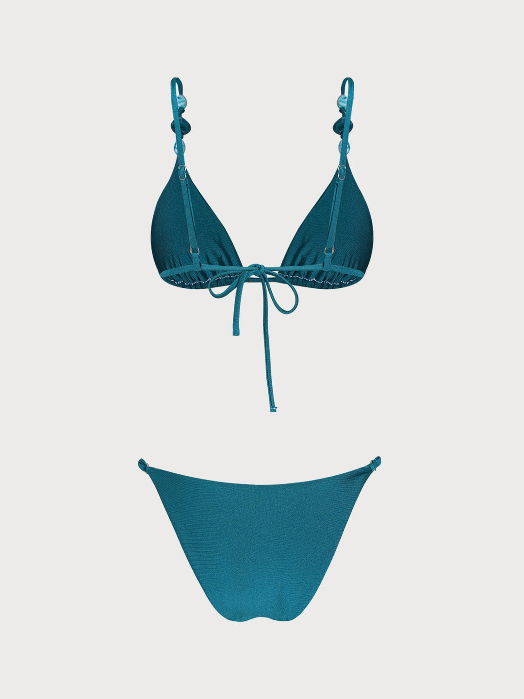 Turquoise Ruched Rhinestones Bikini Set