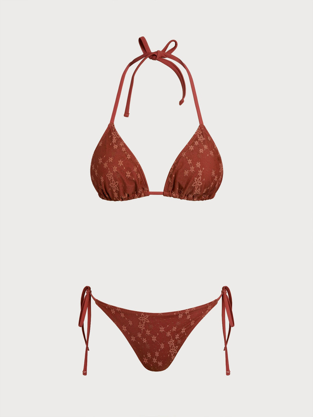 Red Flower Lace Bikini Set