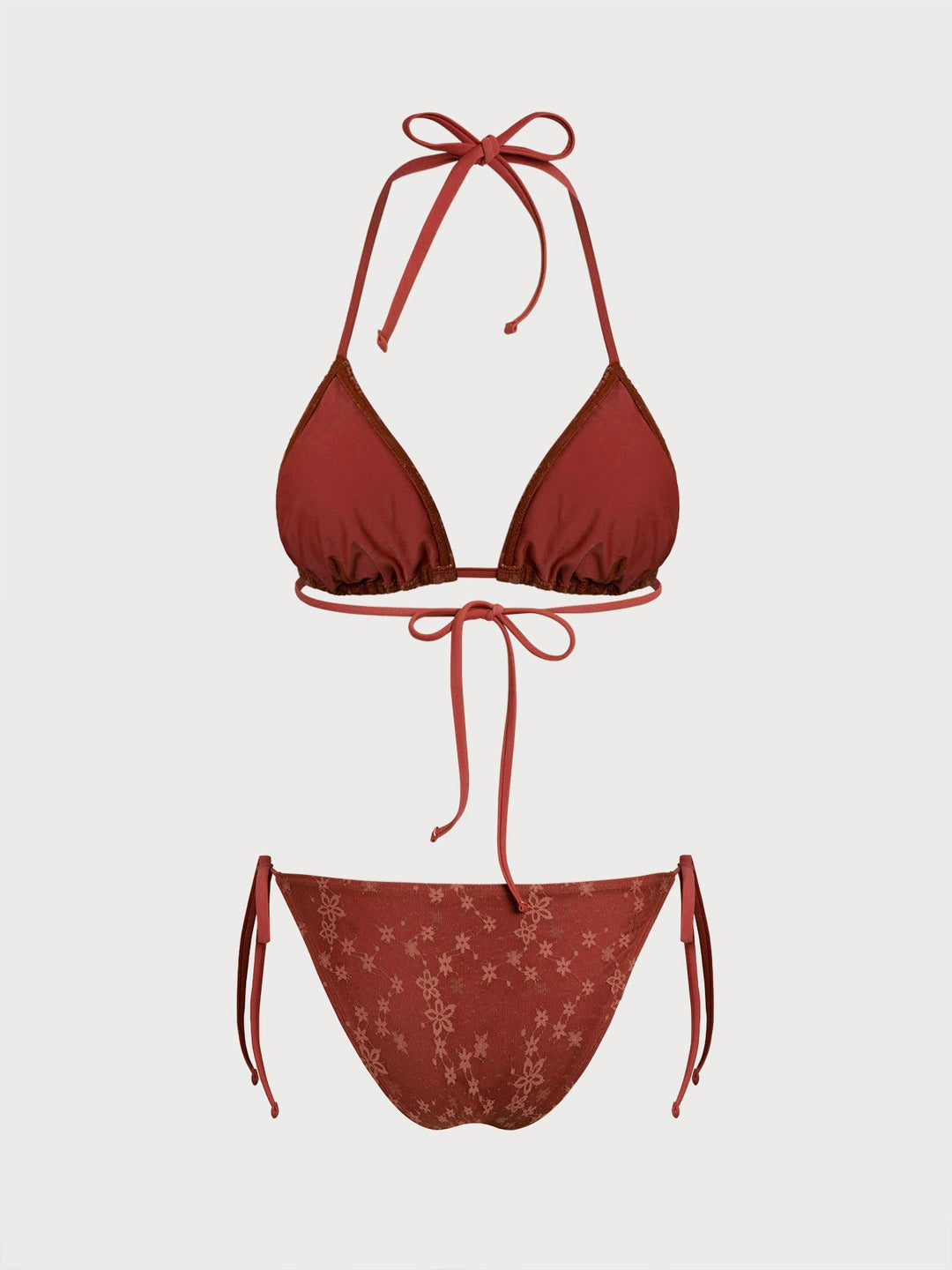 Red Flower Lace Bikini Set