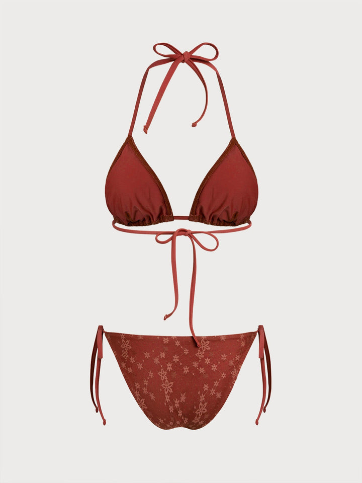 Red Flower Lace Bikini Set