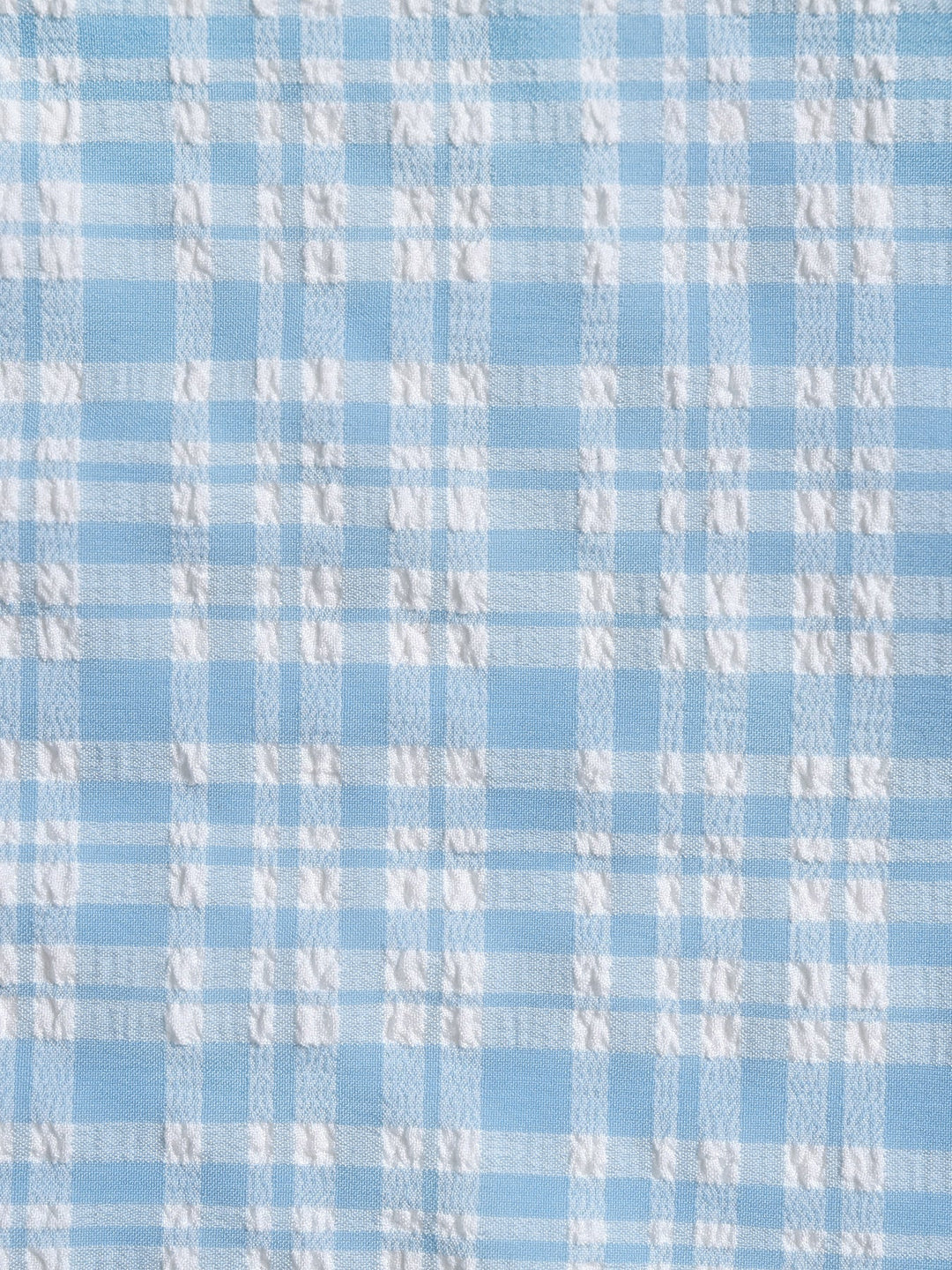 Light Blue Contrast Plaid Ruffle Bikini Set