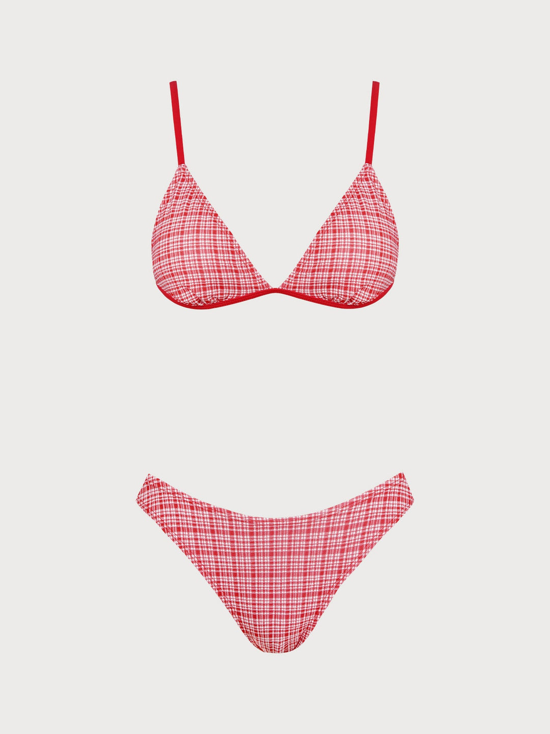 Red Plaid Bikini Three-Piece Set