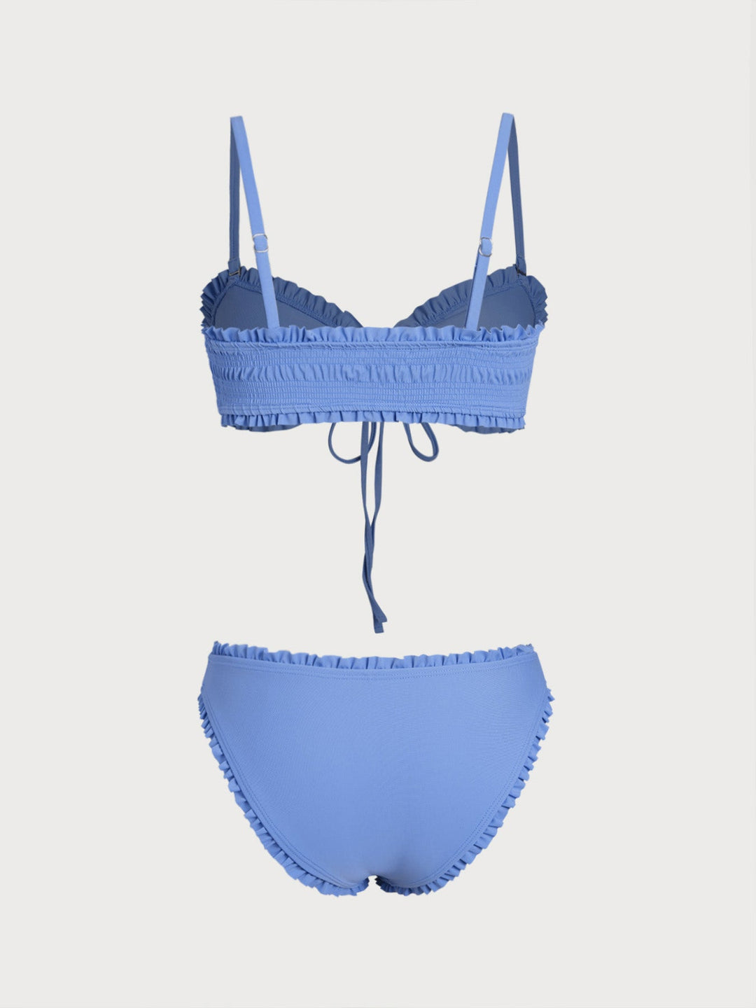 Blue O-Ring Ruffled Bikini Set