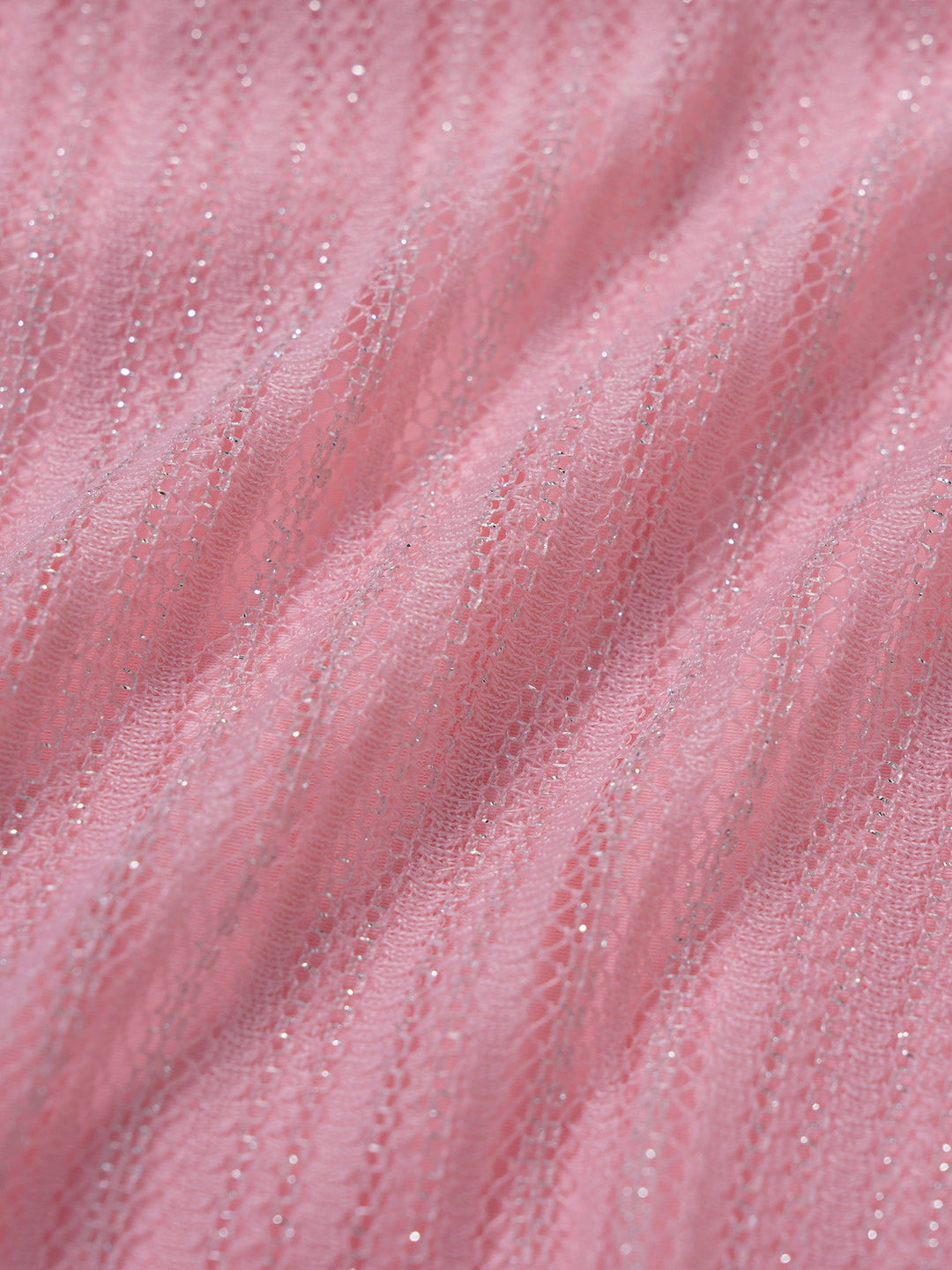 Light Pink Silver Thread Skirted Bikini Set