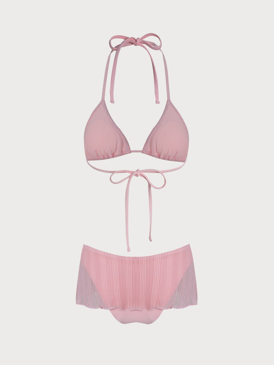 Light Pink Silver Thread Skirted Bikini Set