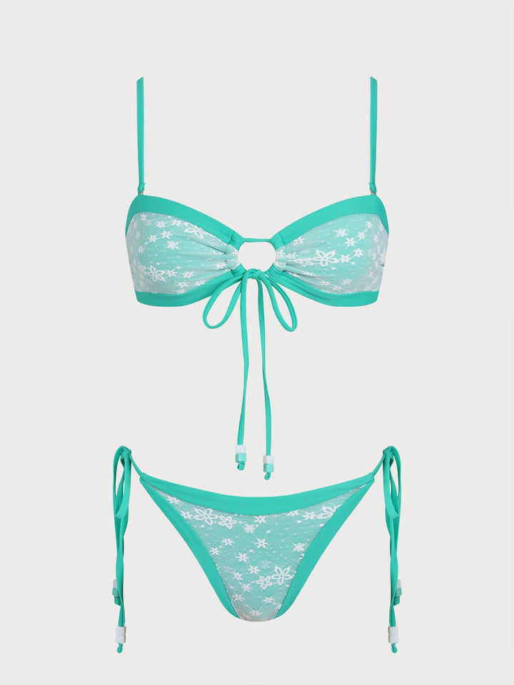 Turquoise O-Ring Trim Bikini Set